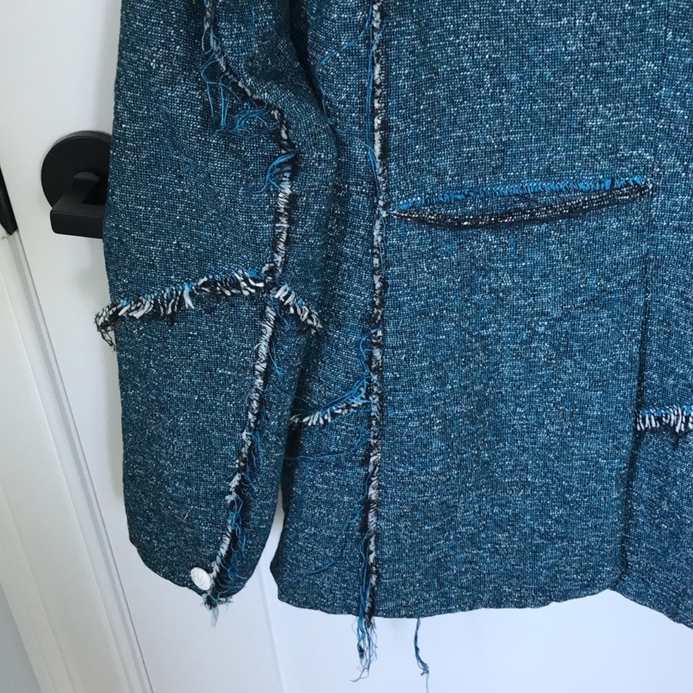 Rag & Bone Deconstructed Teal Twead Blazer Size 2 - image 7